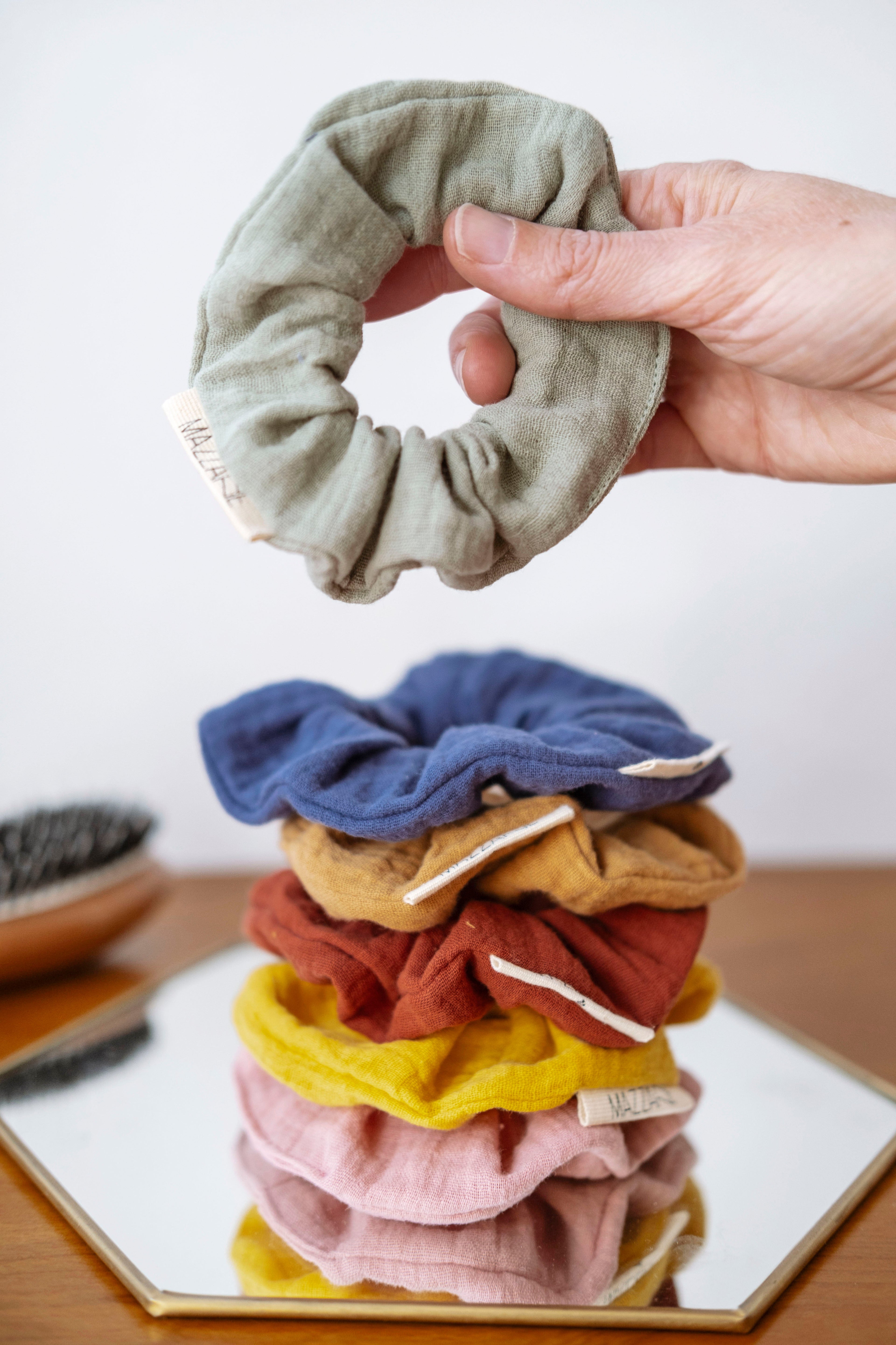 Chouchou femme en gaze de coton ou velours fait main en France - mazzanne