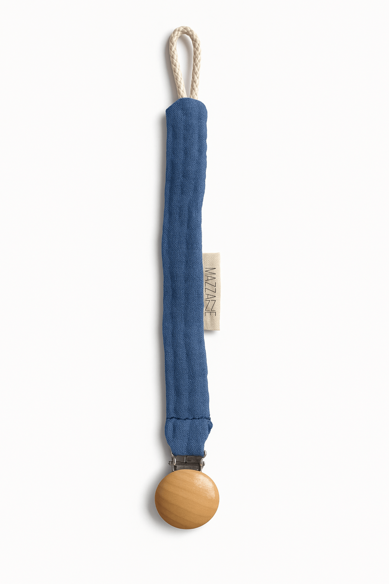 Attache - tétine bébé personnalisable fait main en gaze de coton bleu - mazzanne
