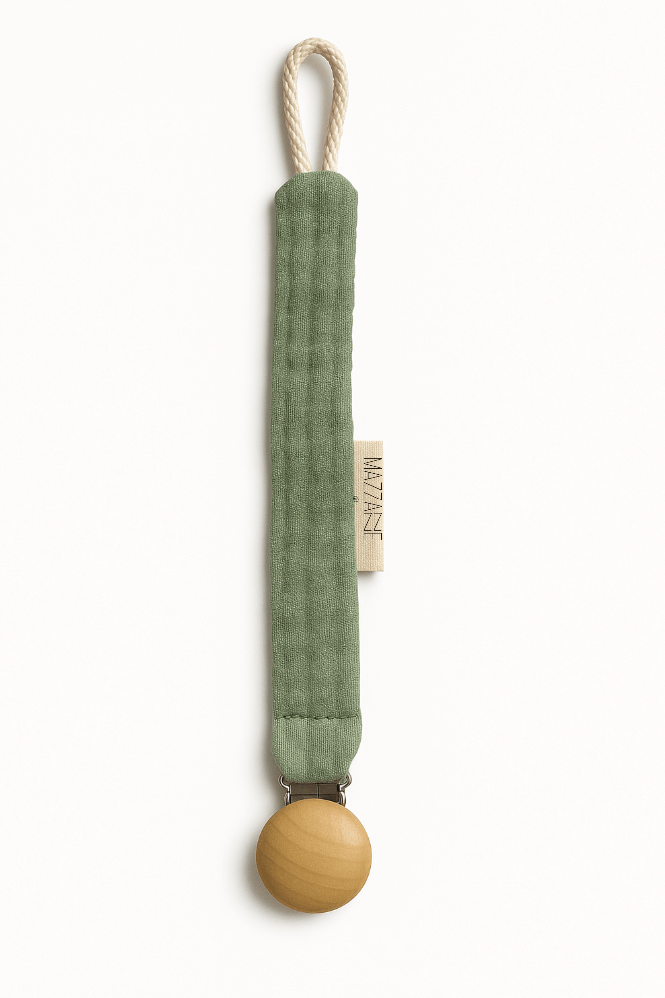 Attache - tétine bébé personnalisable fait main en gaze de coton vert - mazzanne