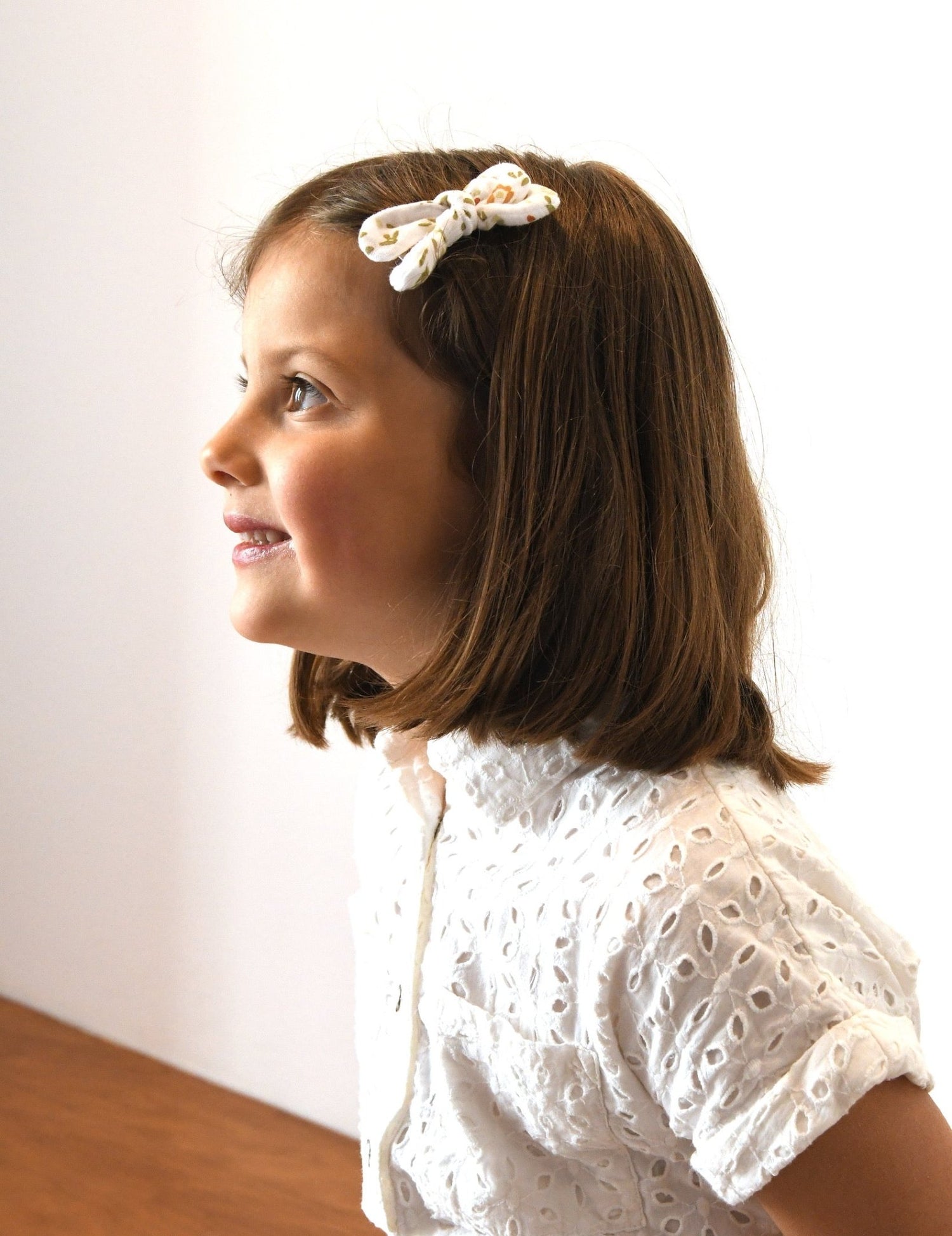 Barrette nœud gaze de coton à fleurs pour cheveux accessoire vêtement enfant - mazzanne