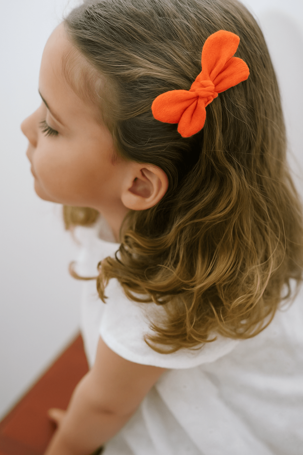 Barrette nœud gaze de coton tangerine pour cheveux accessoire vêtement enfant - mazzanne