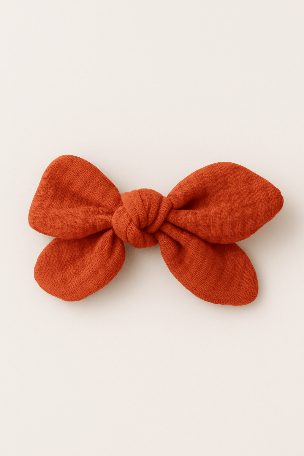 Barrette nœud gaze de coton tangerine pour cheveux accessoire vêtement enfant - mazzanne