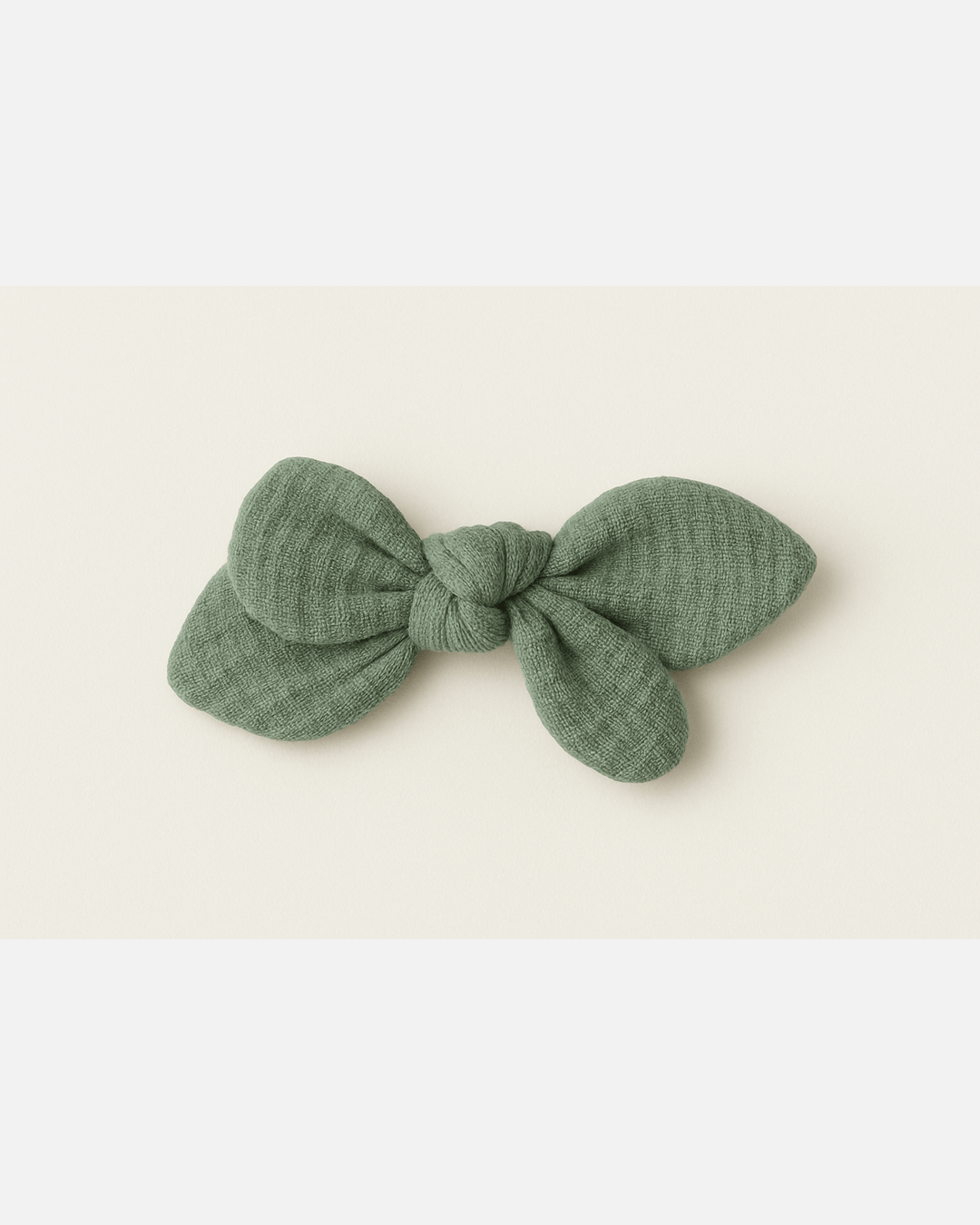 Barrette nœud gaze de coton vert pour cheveux accessoire vêtement enfant - mazzanne
