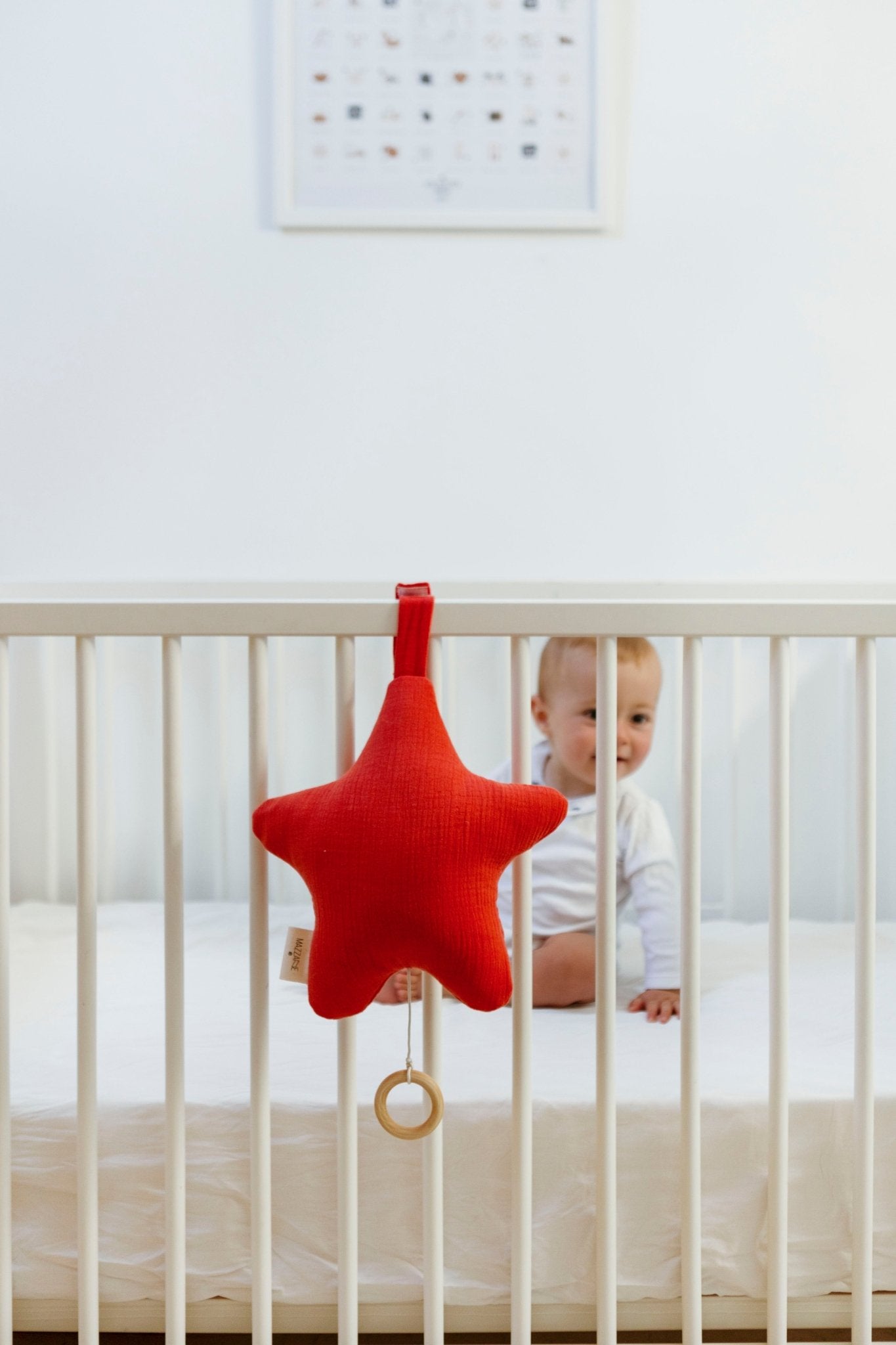 Boîte à musique étoile pour bébé en gaze de coton tangerine personnalisable - mazzanne