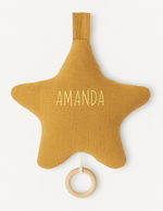 Boîte à musique étoile pour bébé personnalisable en gaze de coton camel - mazzanne