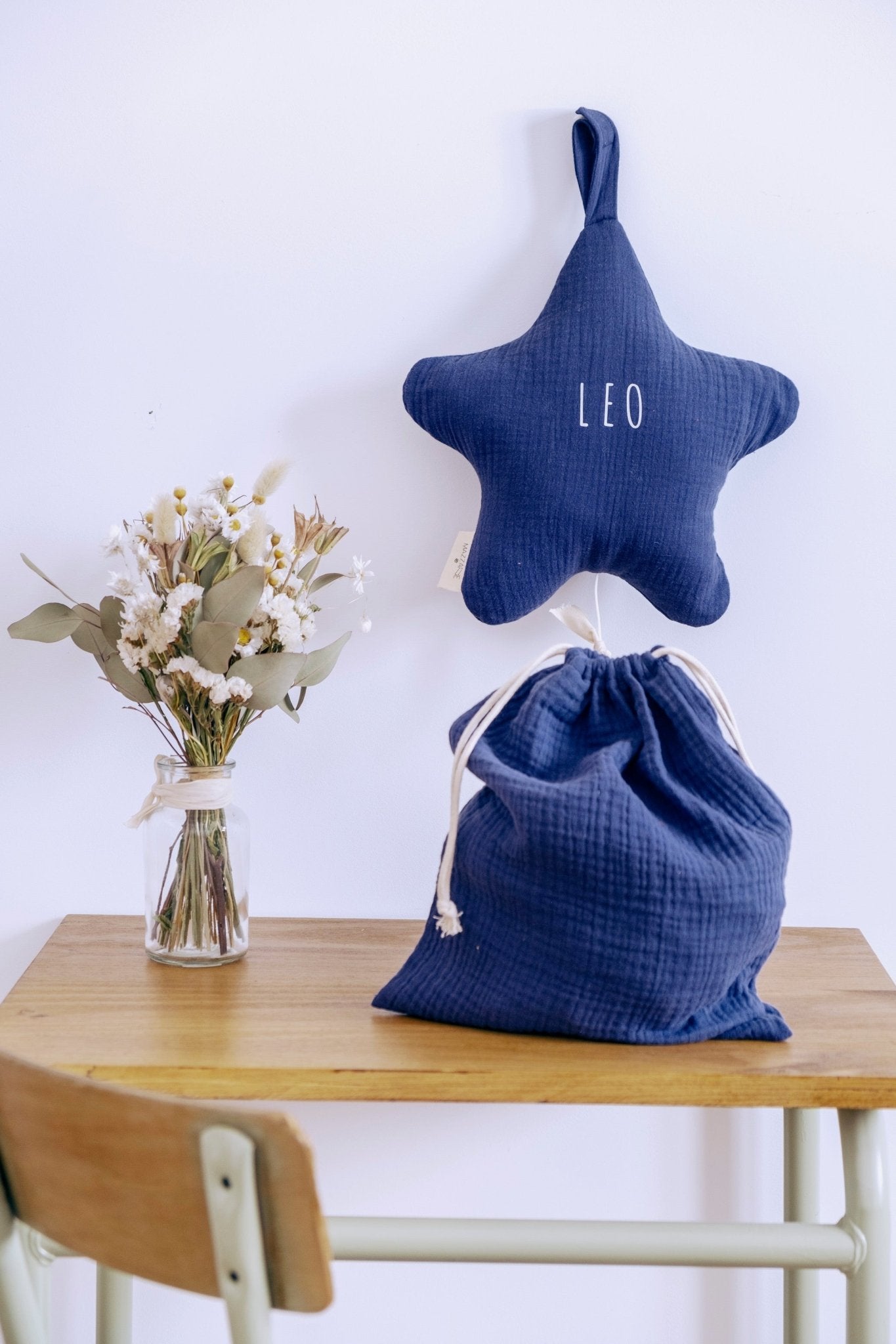 Boîte à musique étoile pour bébé personnalisable en gaze de coton camel - mazzanne