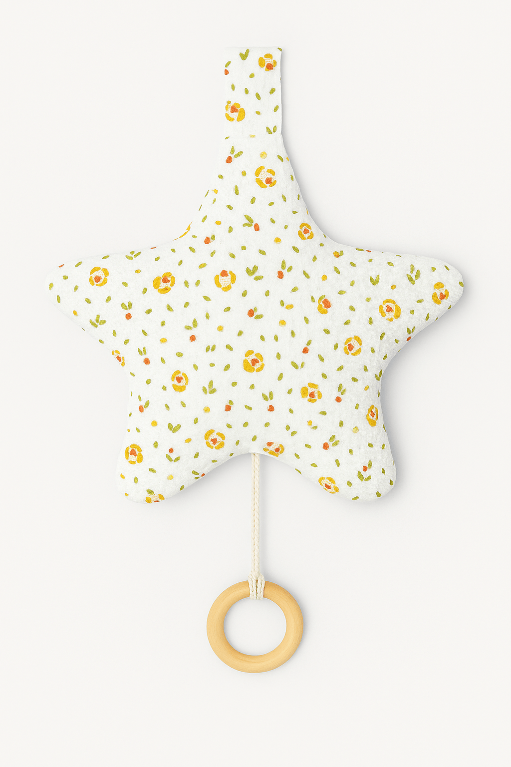 Boîte à musique étoile pour bébé personnalisable en gaze de coton fleurs - mazzanne