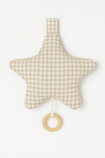 Boîte à musique étoile pour bébé personnalisable en gaze de coton vichy - mazzanne