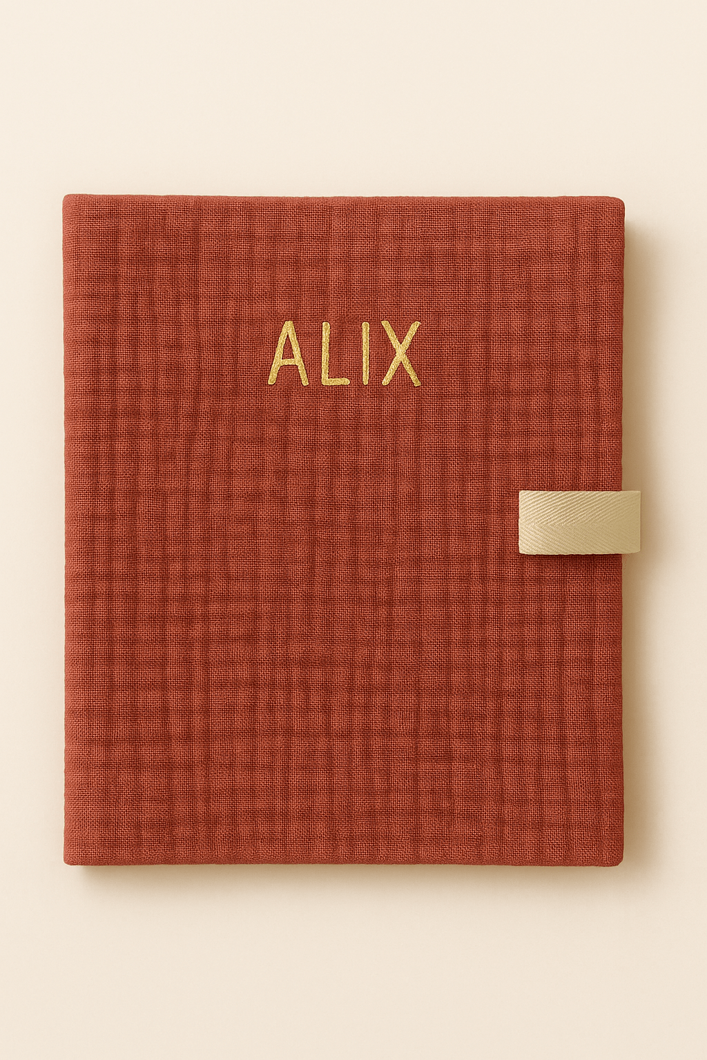 Cahier de coloriage personnalisable lavable et réutilisable en gaze de coton terracotta - mazzanne