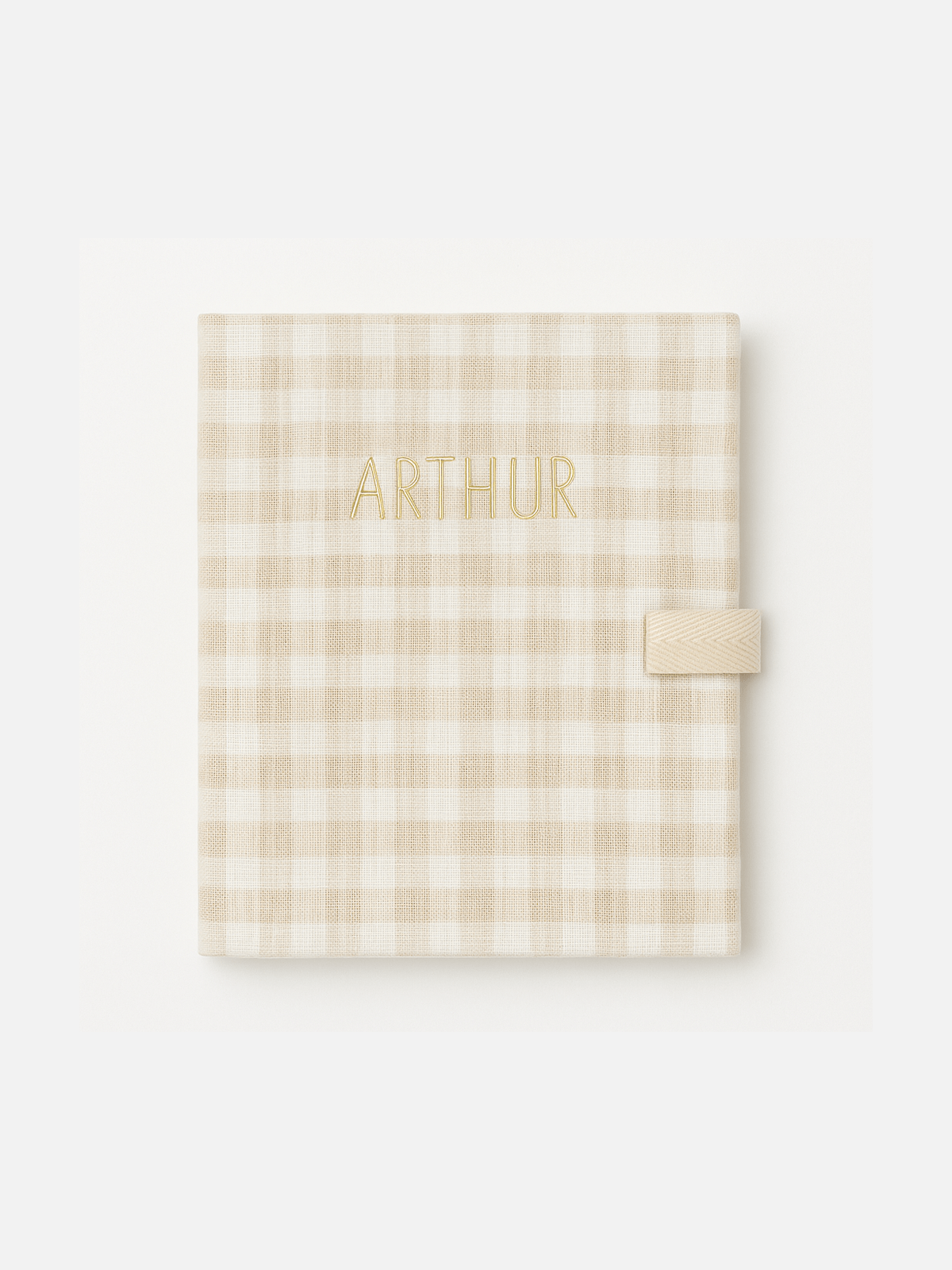 Cahier de coloriage personnalisable lavable et réutilisable en gaze de coton vichy beige - mazzanne