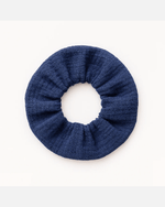 Chouchou cheveux accessoire vêtement femme en gaze de coton bleu - mazzanne