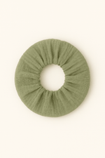 Chouchou cheveux accessoire vêtement femme en gaze de coton vert - mazzanne