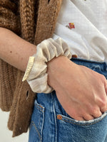 Chouchou cheveux accessoire vêtement femme en gaze de coton vichy beige - mazzanne