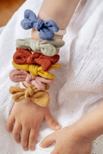 Chouchou cheveux fille nœud accessoire vêtement en gaze de coton à fleurs - mazzanne