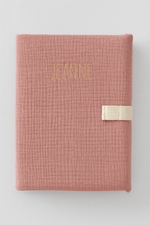 Coffret naissance bébé personnalisable fait main en France en gaze de coton rose - mazzanne