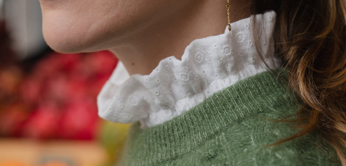 Col amovible victorien vêtement femme en gaze de coton blanche brodée - mazzanne