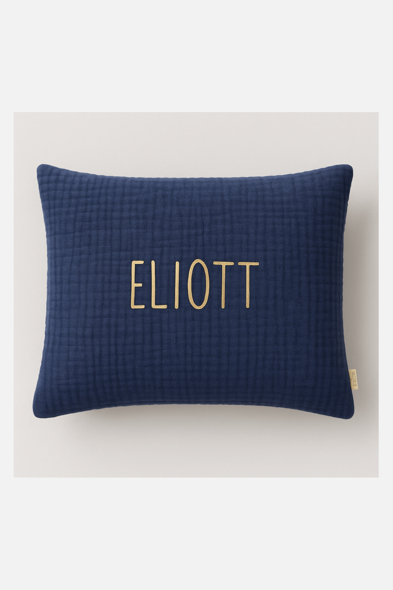Coussin décoration chambre bébé et enfant personnalisable en gaze de coton bleu - mazzanne