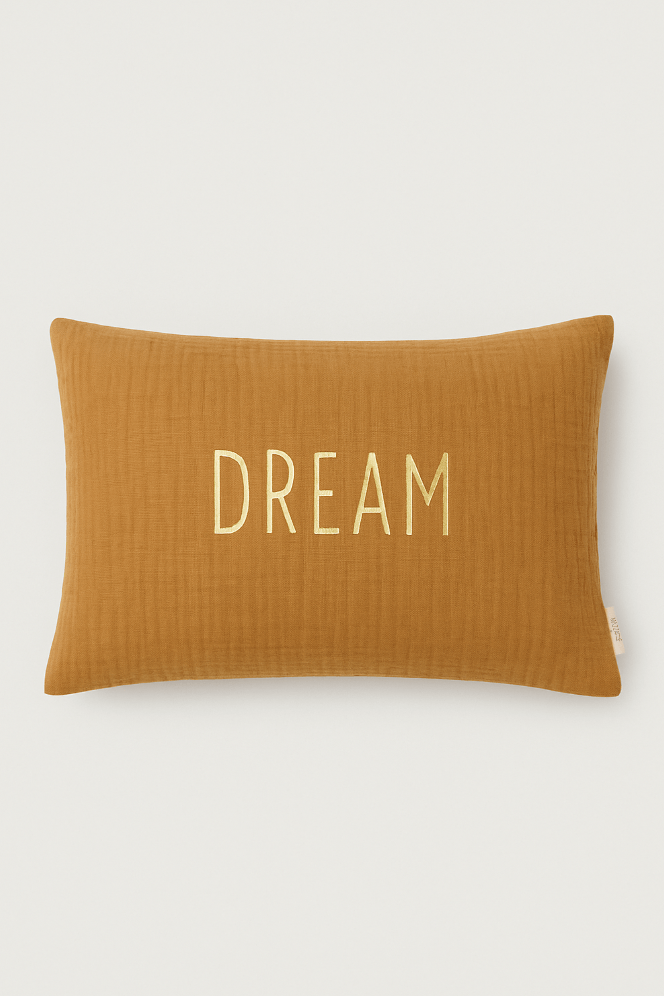 Coussin décoration chambre bébé et enfant personnalisable en gaze de coton camel - mazzanne