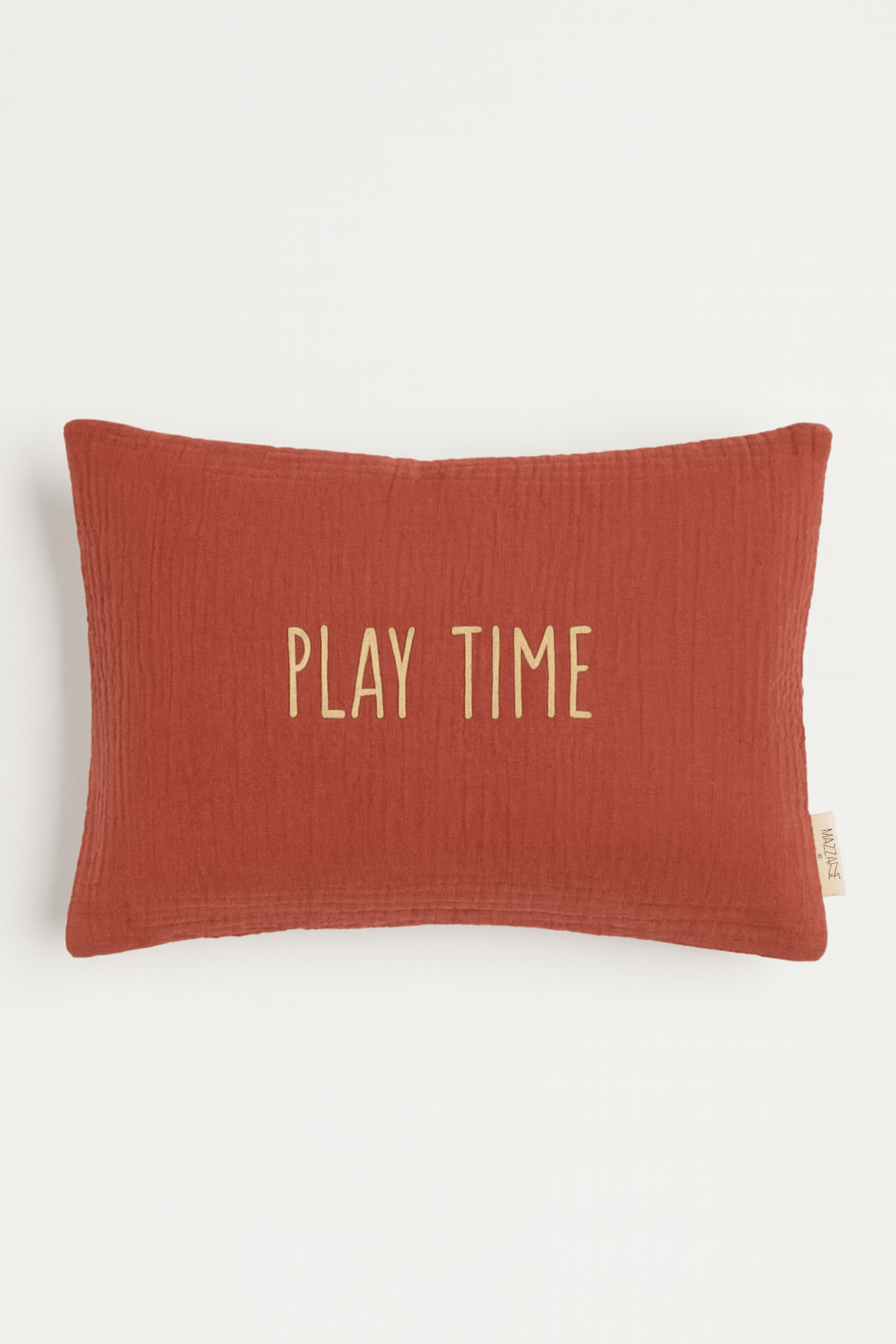 Coussin décoration chambre bébé et enfant personnalisable en gaze de coton terracotta - mazzanne