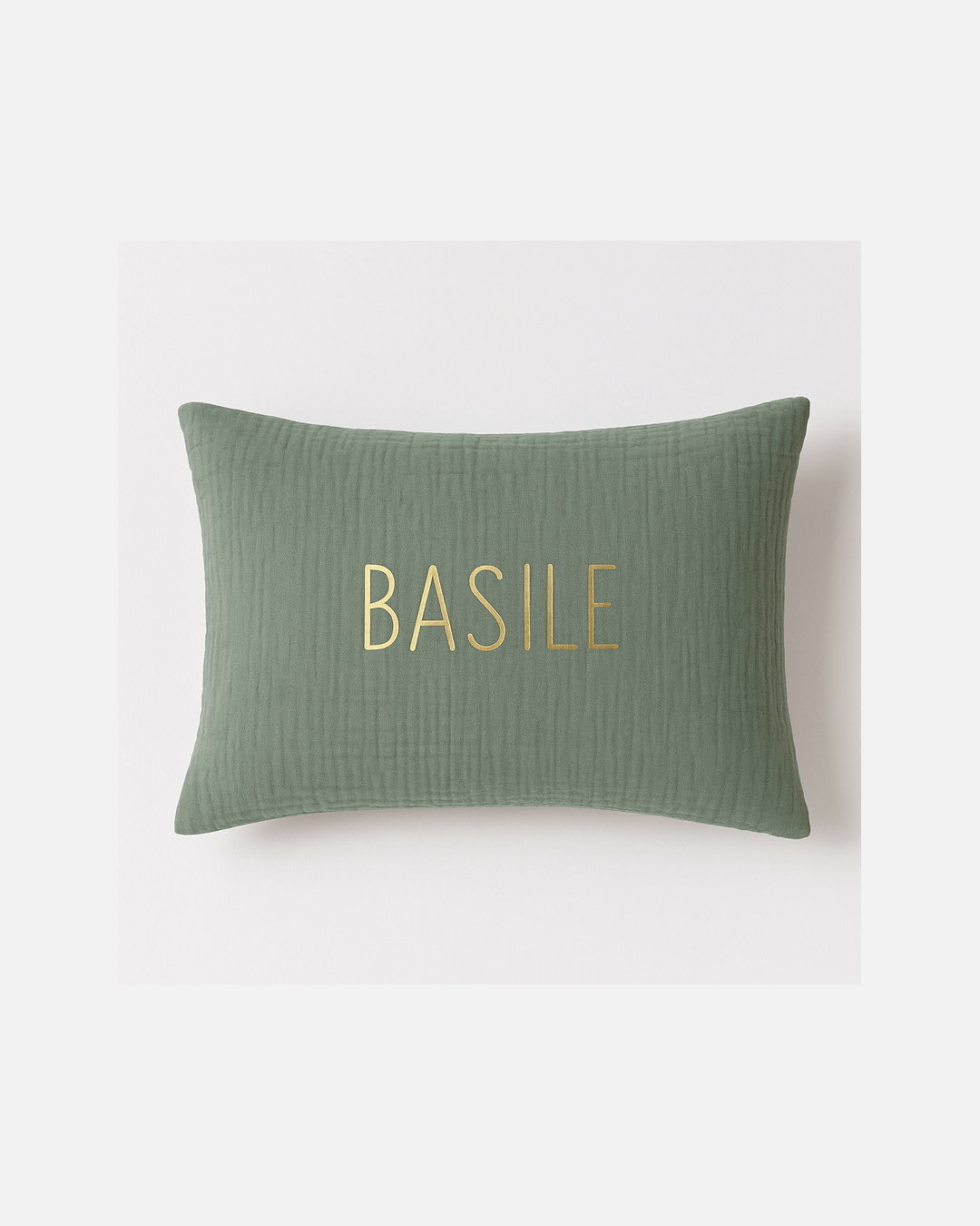 Coussin décoration chambre bébé et enfant personnalisable en gaze de coton vert - mazzanne