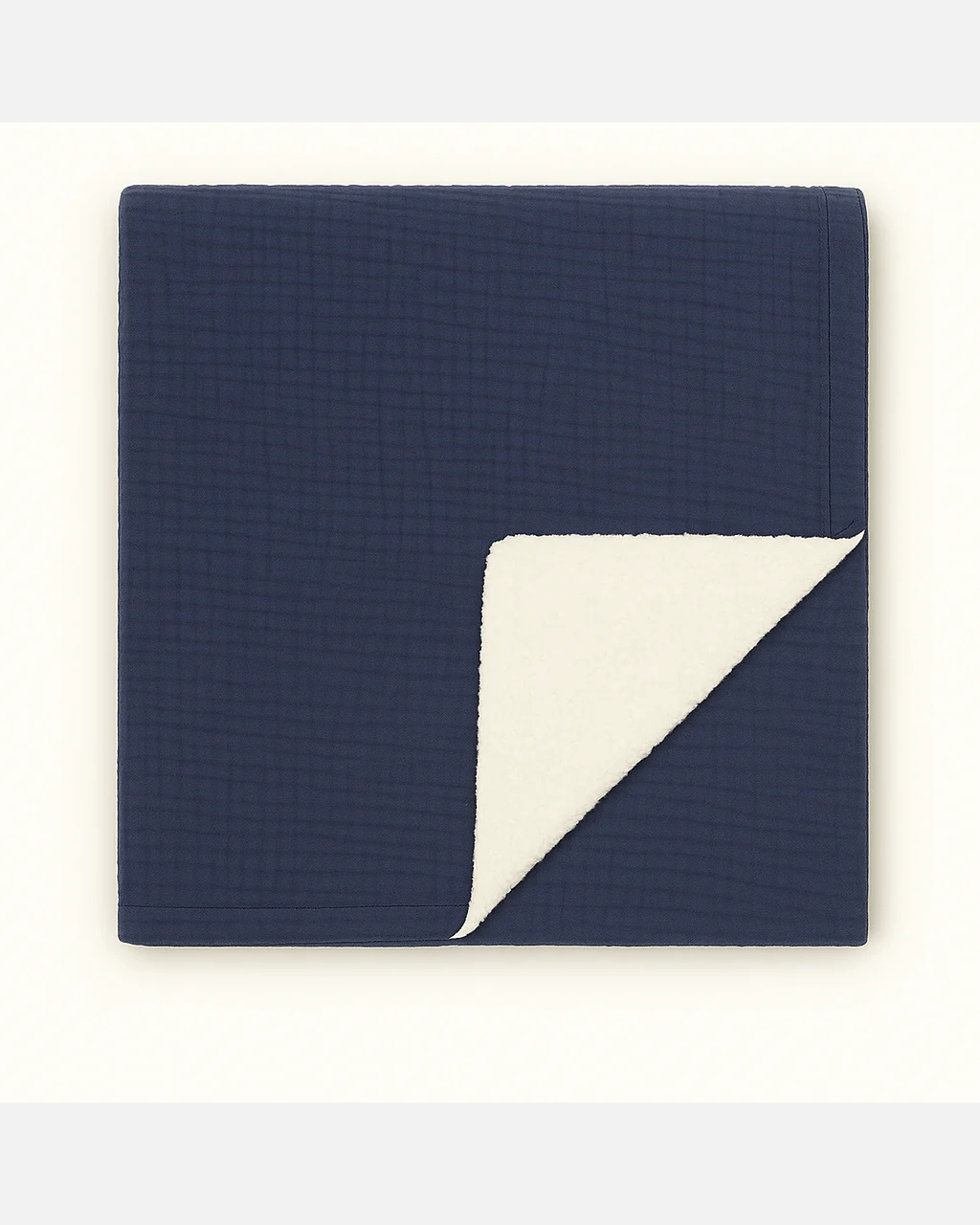 Couverture naissance bébé personnalisable en sherpa et gaze de coton bleu - mazzanne