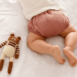 Culotte bloomer bébé personnalisable vêtement en gaze de coton rose - mazzanne