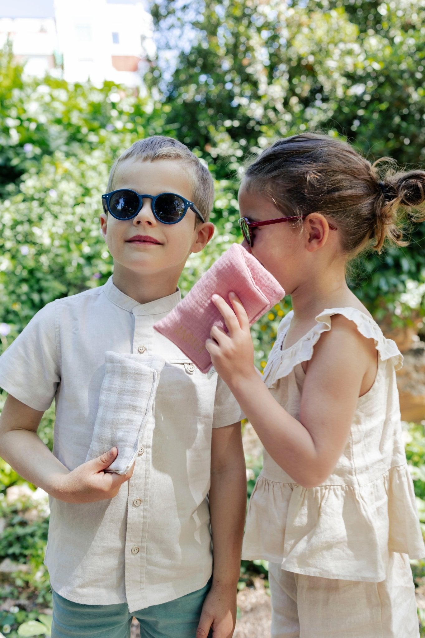 Étui à lunettes enfant personnalisable rembourré en gaze de coton fleurs - mazzanne