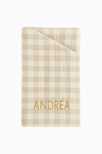 Étui à lunettes enfant personnalisable rembourré en gaze de coton vichy beige - mazzanne