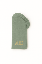 Étui à lunettes femme personnalisable en gaze de coton vert - mazzanne