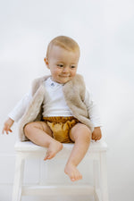 Gilet de berger vêtement bébé et enfant réversible Prado en fausse fourrure - mazzanne