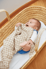 Lange bébé en gaze de coton vichy beige personnalisable - mazzanne