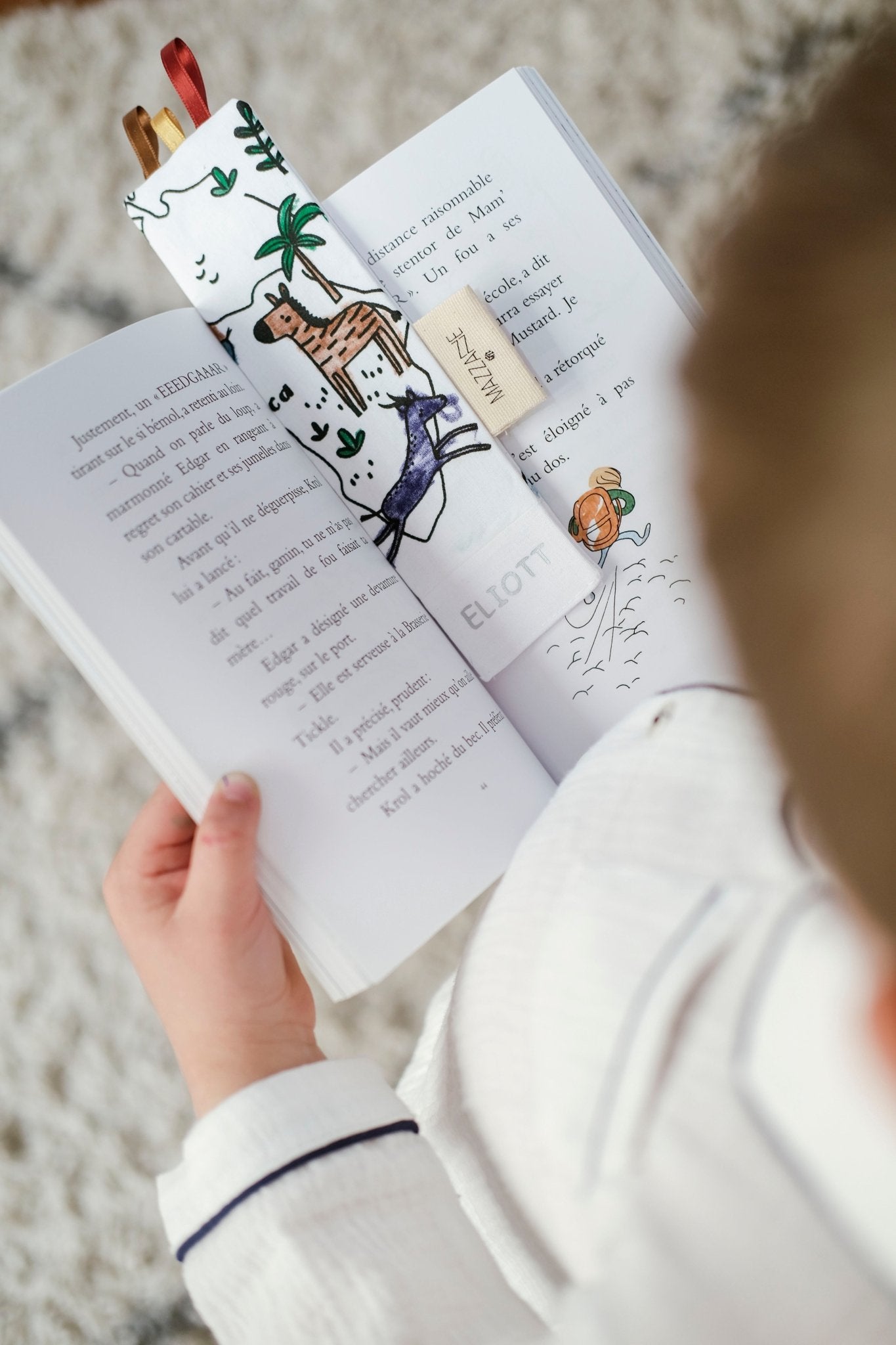 Marque - page enfants lavable et réutilisable en tissu à colorier jungle - mazzanne