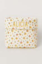 Panière de rangement bébé et enfant personnalisable en gaze de coton fleurs - mazzanne