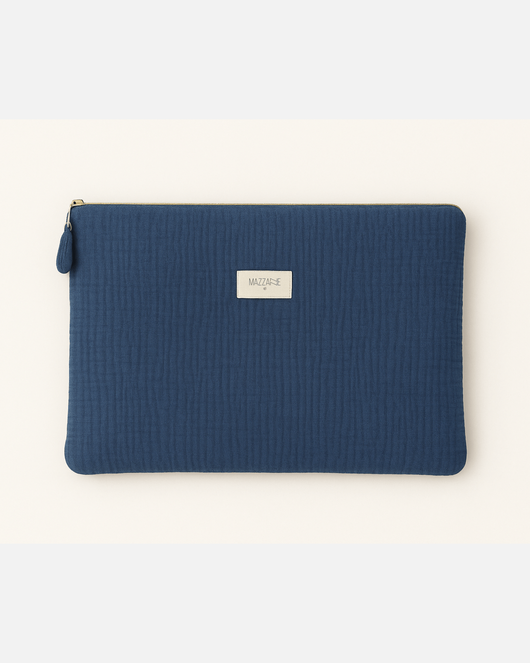 Pochette d’ordinateur portable femme personnalisable rembourrée en gaze de coton bleu - mazzanne