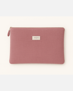 Pochette d’ordinateur portable femme personnalisable rembourrée en gaze de coton rose - mazzanne