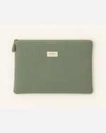 Pochette d’ordinateur portable femme personnalisable rembourrée en gaze de coton verte - mazzanne