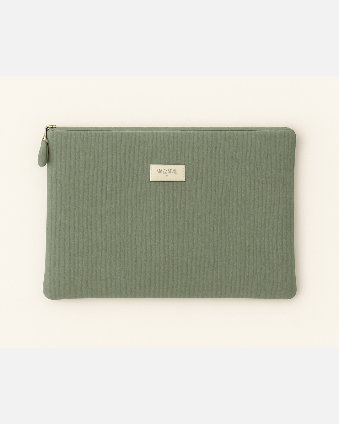 Pochette d’ordinateur portable femme personnalisable rembourrée en gaze de coton verte - mazzanne