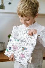 Pochette enfant en tissu à colorier princesses lavable et réutilisable - mazzanne