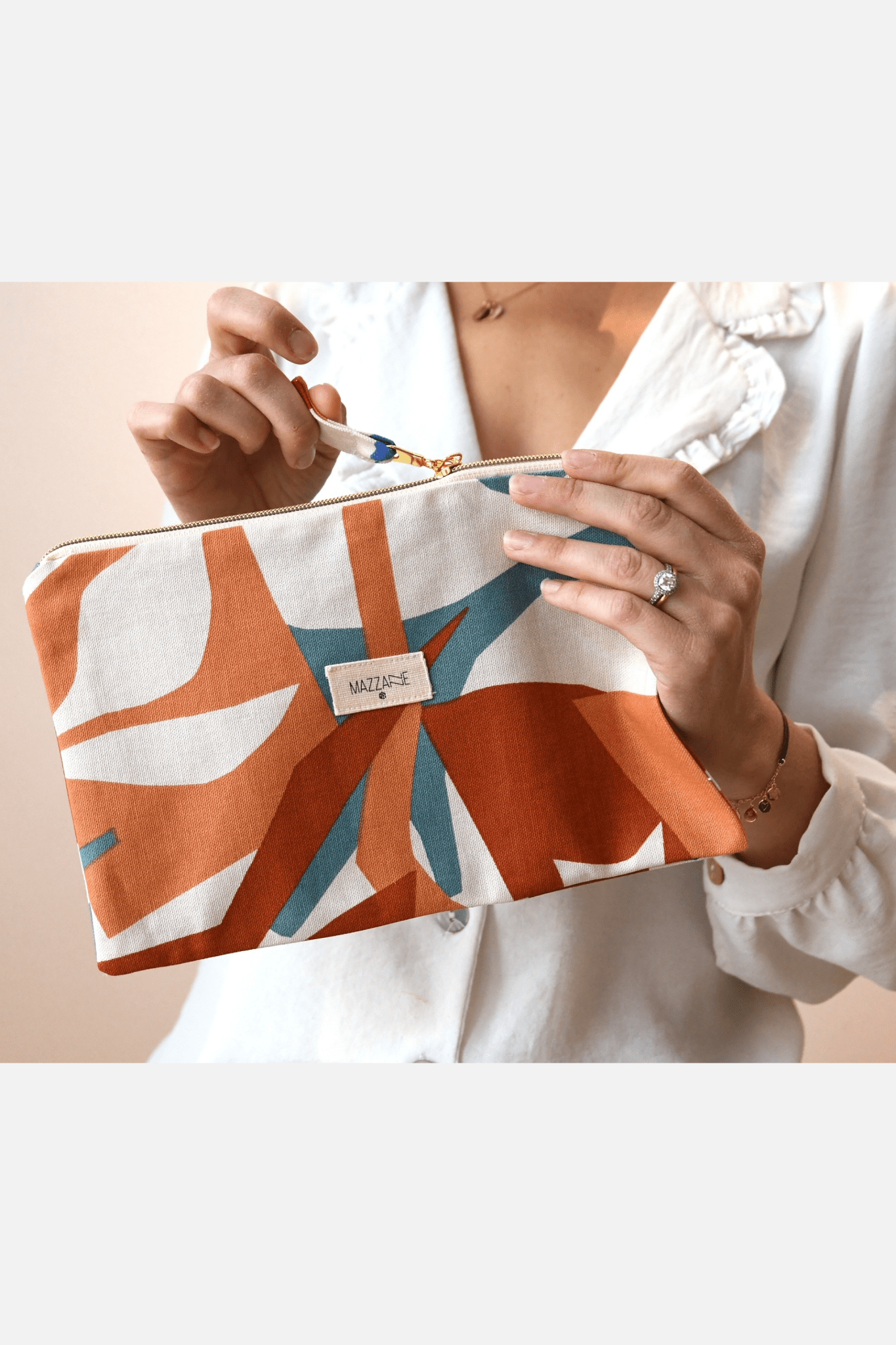 Pochette plate femme en coton à motifs graphiques "Verano" - mazzanne