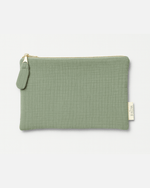 Pochette plate femme personnalisable en gaze de coton verte faite main - mazzanne