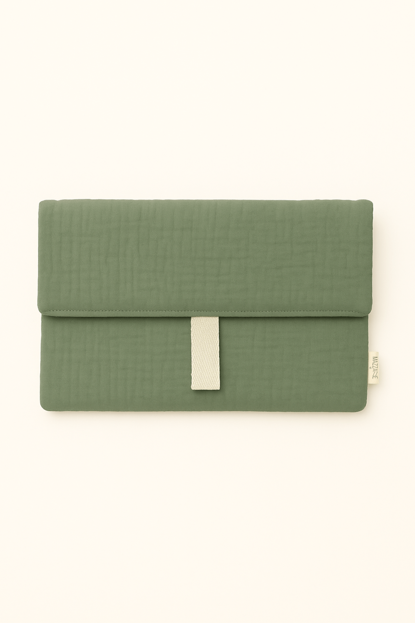 Pochette protection livre femme personnalisable en gaze de coton verte - mazzanne