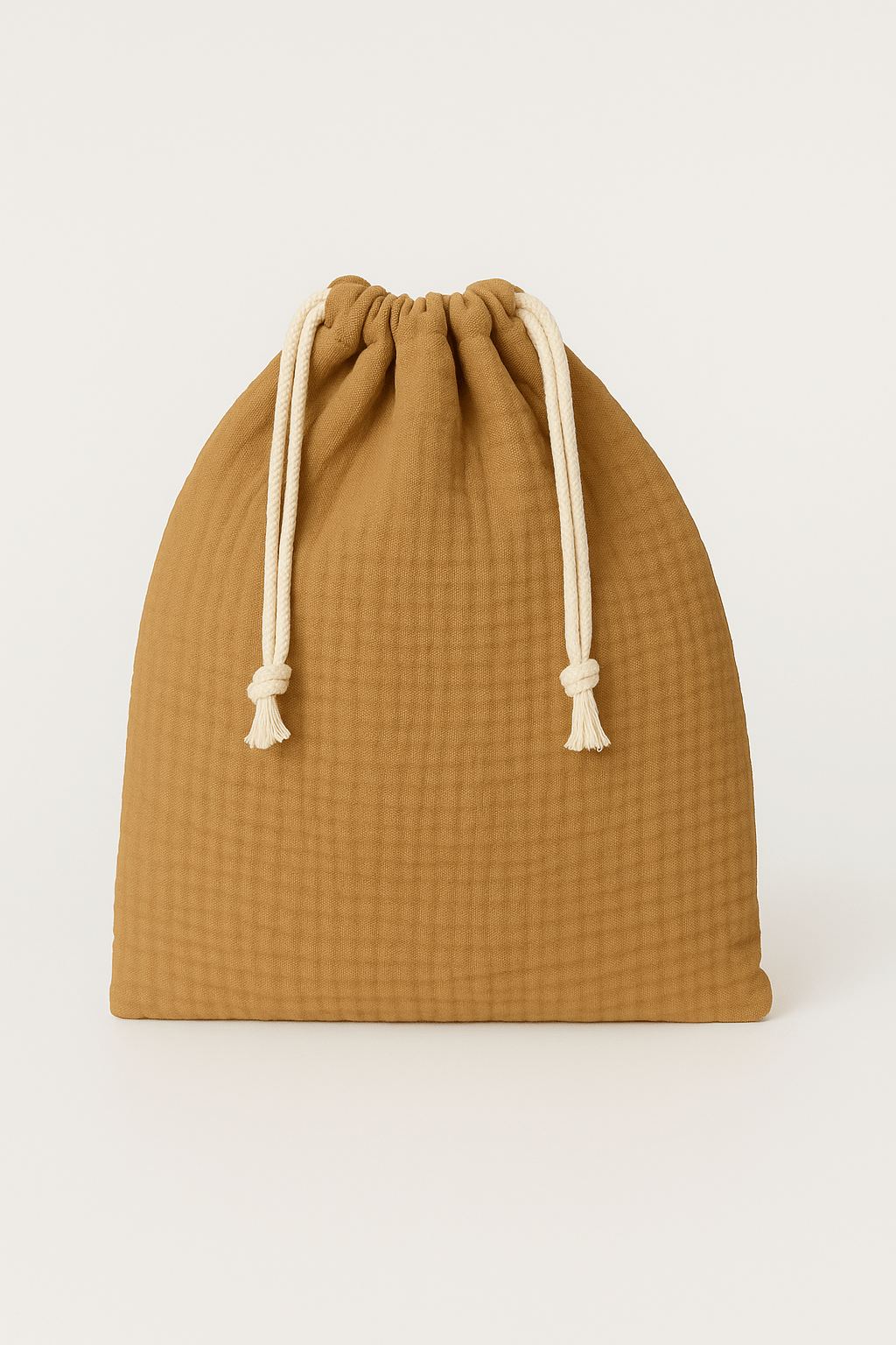 Pochon bébé et enfant personnalisable en gaze de coton camel - mazzanne