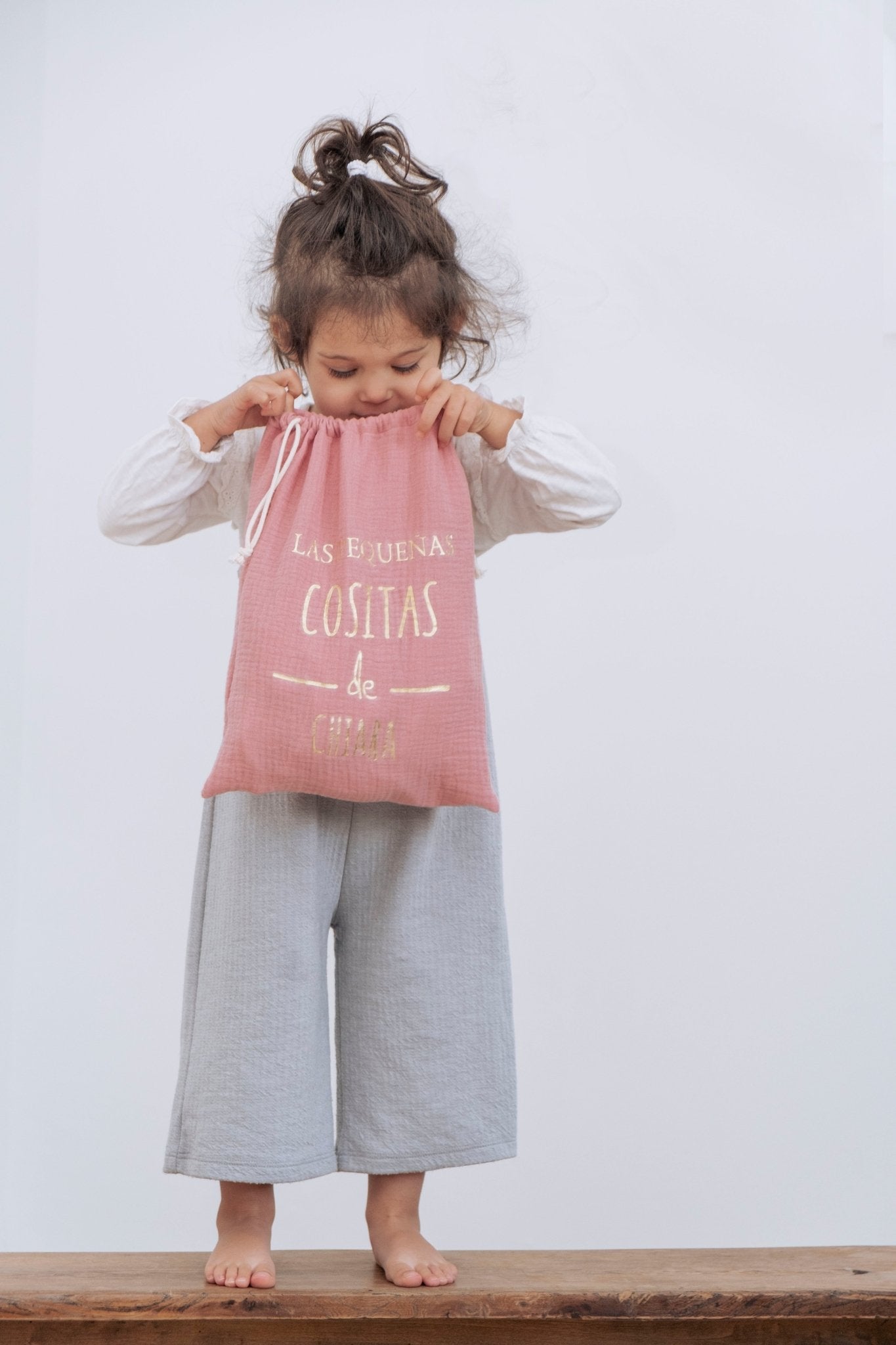 Pochon bébé et enfant personnalisable en gaze de coton rose - mazzanne