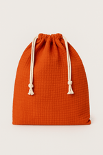 Pochon bébé et enfant personnalisable en gaze de coton tangerine - mazzanne