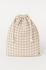 Pochon bébé et enfant personnalisable en gaze de coton vichy beige - mazzanne