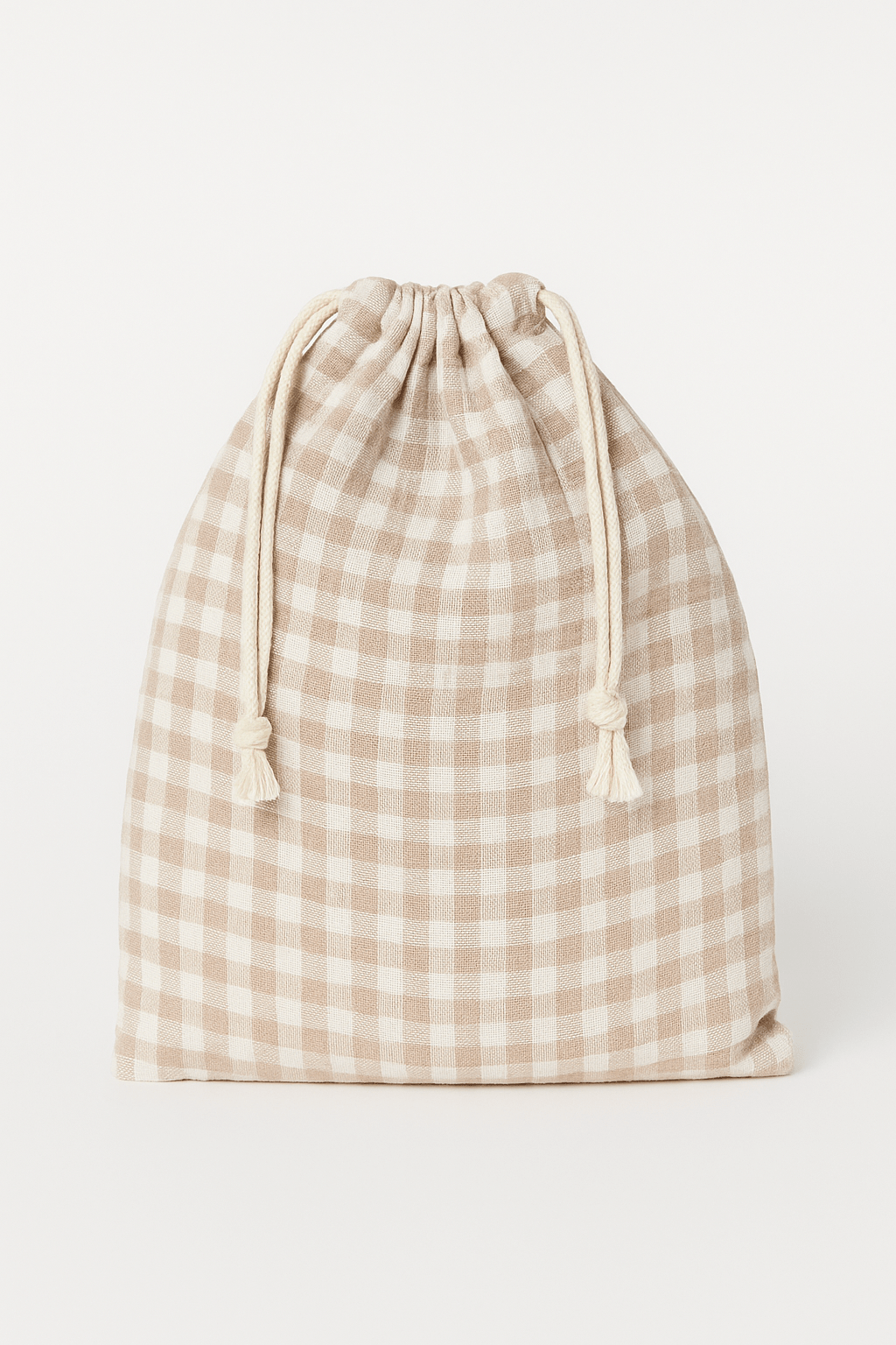 Pochon bébé et enfant personnalisable en gaze de coton vichy beige - mazzanne