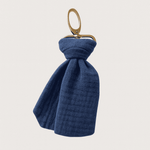Porte - clés personnalisable femme en gaze de coton bleu fait main - mazzanne