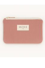 Porte - monnaie femme personnalisable en velours côtelé vieux rose fait main - mazzanne