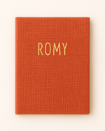 Protège carnet de santé bébé personnalisable en gaze de coton tangerine - mazzanne