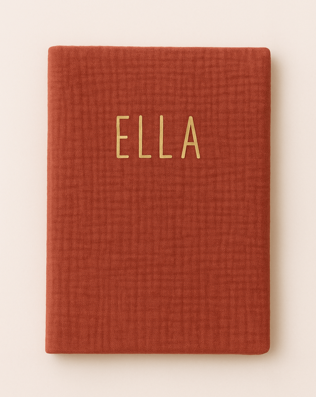 Protège carnet de santé bébé personnalisable en gaze de coton terracotta - mazzanne